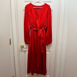 Lane Bryant Red Long Sleeve Faux Wrap Dress Size 20